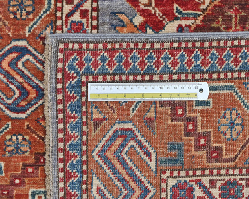 3x5 Gray Kazak Afghan Hand Knotted Geometric Wool Area Rug
